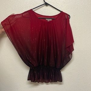 Red/ burgundy/ black shimmery blouse